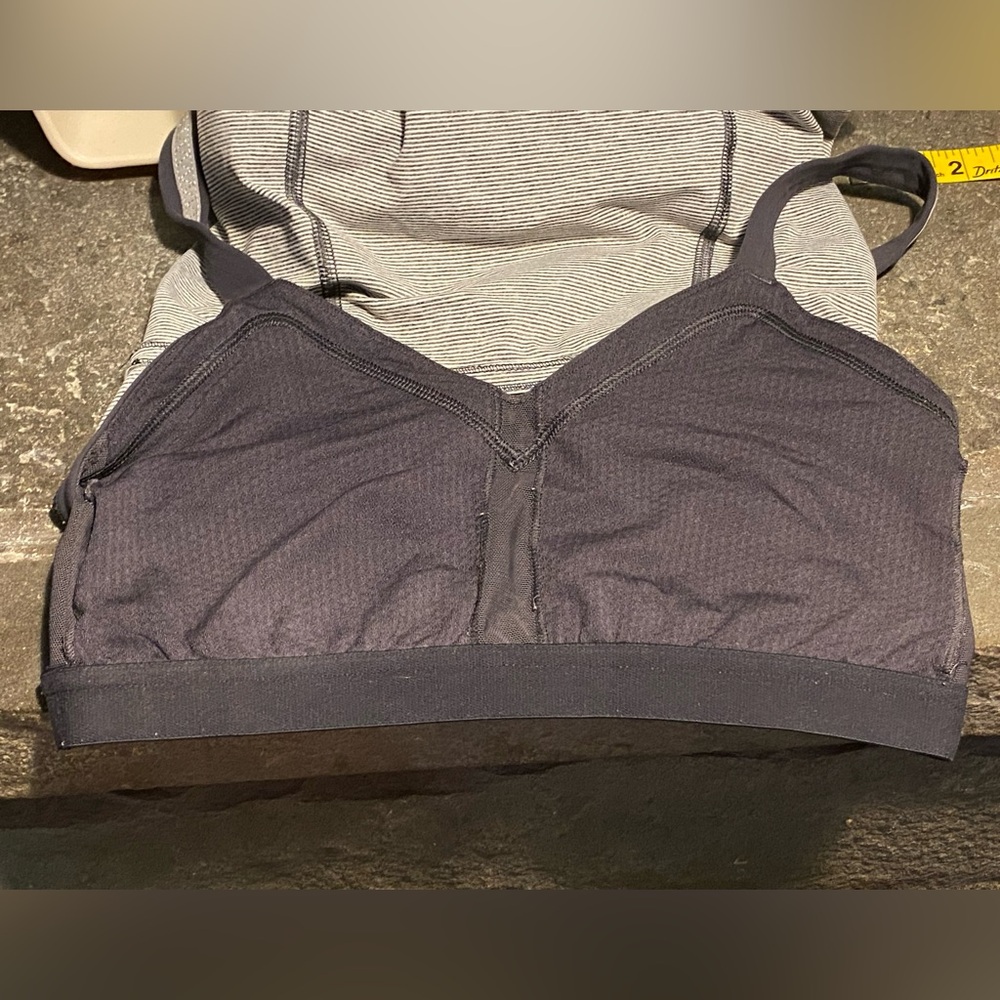 SALE 3/$30 LuLuLemon workout tank,attached sports bra,white/gray stripe, S - Picture 7 of 9